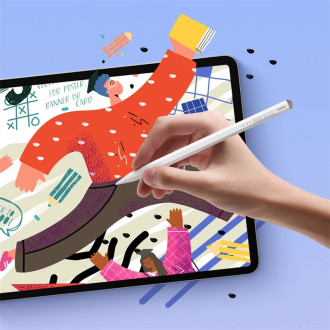 Stylus Baseus Smooth Writing 2 Overseas Edition s aktivním hrotem pro iPad s kabelem USB-C a vyměnitelným hrotem – bílý