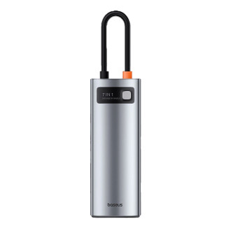 HUB 7v1 Baseus Metal Gleam Series USB-C až USB-C PD / 3x USB-A / HDMI / SD TF - šedý
