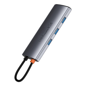 HUB 7v1 Baseus Metal Gleam Series USB-C až USB-C PD / 3x USB-A / HDMI / SD TF - šedý