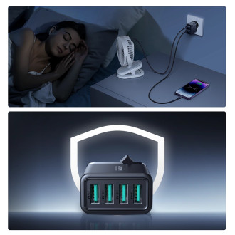 Joyroom JR-TCN03 4xUSB-A 24W 4,8A síťová nabíječka - černá