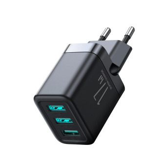 Joyroom JR-TCN02 3xUSB-A 12W 3,4A síťová nabíječka - černá