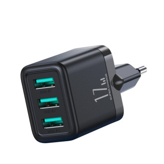 Joyroom JR-TCN02 3xUSB-A 12W 3,4A síťová nabíječka - černá