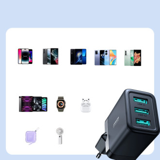 Joyroom JR-TCN02 3xUSB-A 12W 3,4A síťová nabíječka - černá
