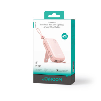 Powerbanka Joyroom JR-L008 Plus Cutie Series 22,5W 20000mAh se stojánkem + USB-A - USB-C kabel - růžový