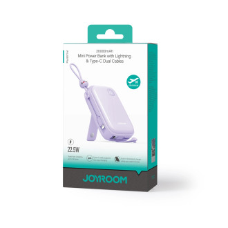 Powerbanka Joyroom JR-L008 Plus Cutie Series 22,5W 20000mAh se stojánkem + USB-A - USB-C kabel - fialový