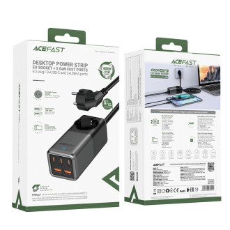 Acefast Z2 GaN 75W PD stolní nabíječka 3x USB-C 2x USB-A - černá a šedá