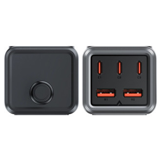 Acefast Z2 GaN 75W PD stolní nabíječka 3x USB-C 2x USB-A - černá a šedá