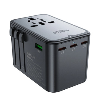 Acefast Z1 GaN 75W PD adaptér cestovní nabíječky 3x USB-C 2x USB-A - černý