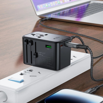 Acefast Z1 GaN 75W PD adaptér cestovní nabíječky 3x USB-C 2x USB-A - černý