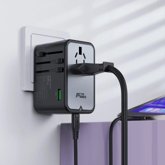 Acefast Z1 GaN 75W PD adaptér cestovní nabíječky 3x USB-C 2x USB-A - černý