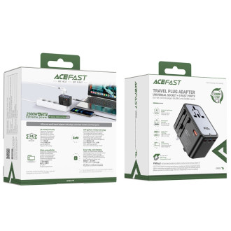 Acefast Z1 GaN 75W PD adaptér cestovní nabíječky 3x USB-C 2x USB-A - černý