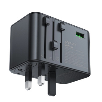 Acefast Z1 GaN 75W PD adaptér cestovní nabíječky 3x USB-C 2x USB-A - černý