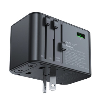 Acefast Z1 GaN 75W PD adaptér cestovní nabíječky 3x USB-C 2x USB-A - černý