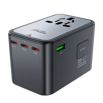 Acefast Z1 GaN 75W PD adaptér cestovní nabíječky 3x USB-C 2x USB-A - černý