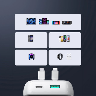 Mini powerbanka s vestavěnými kabely Joyroom JR-PBC06 30W 10000mAh - bílá