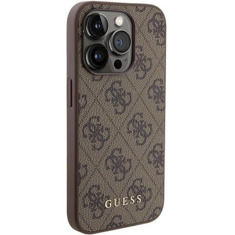 Pouzdro Guess 4G Metal Gold Logo pro iPhone 15 Pro - hnědé