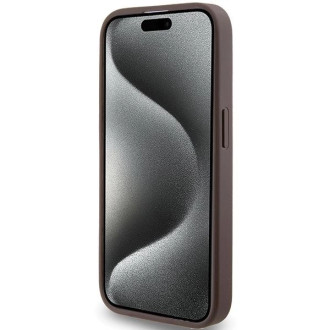 Pouzdro Guess 4G Metal Gold Logo pro iPhone 15 Pro - hnědé