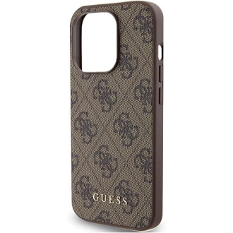 Pouzdro Guess 4G Metal Gold Logo pro iPhone 15 Pro - hnědé