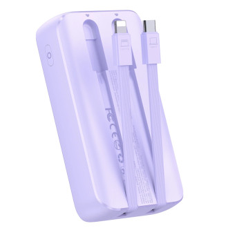 Mini powerbanka s vestavěnými kabely Joyroom JR-PBC07 20000mAh 30W - fialová
