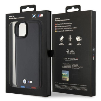 BMW BMHCP15M22PTDK iPhone 15 Plus 6,7&quot; černá/černá kožená známka Tricolor