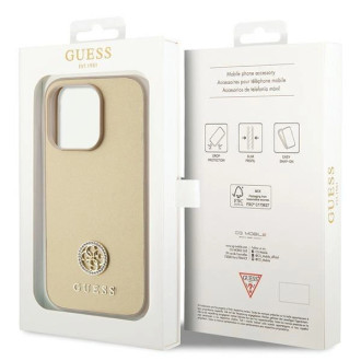 Guess GUHCP15XPS4DGPD iPhone 15 Pro Max 6,7&quot; zlatý/zlatý pevný obal Strass Metal Logo