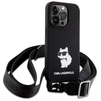Karl Lagerfeld KLHCP15LSCBSCNK iPhone 15 Pro 6,1&quot; pevné pouzdro černo/černá Crossbody silikonová chupette