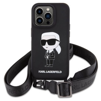 Karl Lagerfeld KLHCP15LSCBSKNK iPhone 15 Pro 6,1&quot; pevný obal černo/černý Crossbody silikonový Ikonik