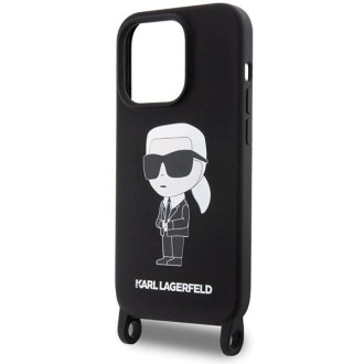 Karl Lagerfeld KLHCP15LSCBSKNK iPhone 15 Pro 6,1&quot; pevný obal černo/černý Crossbody silikonový Ikonik