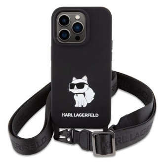 Karl Lagerfeld KLHCP15XSCBSCNK iPhone 15 Pro Max 6,7&quot; pevné pouzdro černo/černá Crossbody silikonová chupette