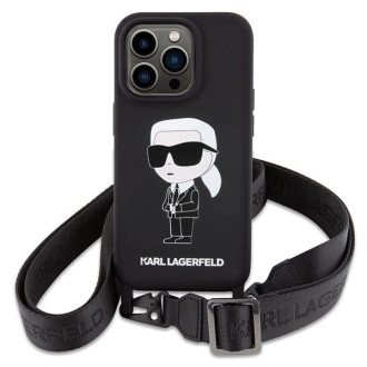 Karl Lagerfeld KLHCP15XSCBSKNK iPhone 15 Pro Max 6,7&quot; pevný obal černo/černý Crossbody silikonový Ikonik