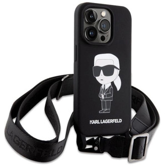 Karl Lagerfeld KLHCP15XSCBSKNK iPhone 15 Pro Max 6,7&quot; pevný obal černo/černý Crossbody silikonový Ikonik