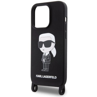 Karl Lagerfeld KLHCP15XSCBSKNK iPhone 15 Pro Max 6,7&quot; pevný obal černo/černý Crossbody silikonový Ikonik