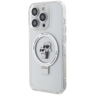 Karl Lagerfeld KLHMP14LHMRSKCH iPhone 14 Pro 6,1&quot; bílé/bílé pevné pouzdro Ring Stand Karl&amp;Choupette MagSafe