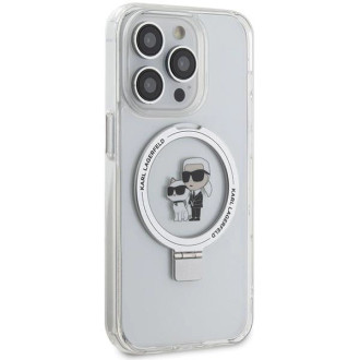 Karl Lagerfeld KLHMP14LHMRSKCH iPhone 14 Pro 6,1&quot; bílé/bílé pevné pouzdro Ring Stand Karl&amp;Choupette MagSafe