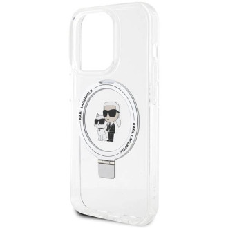 Karl Lagerfeld KLHMP14LHMRSKCH iPhone 14 Pro 6,1&quot; bílé/bílé pevné pouzdro Ring Stand Karl&amp;Choupette MagSafe