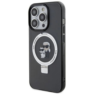 Karl Lagerfeld KLHMP15LHMRSKCK iPhone 15 Pro 6,1&quot; černé/černé pevné pouzdro Ring Stand Karl&amp;Choupette MagSafe