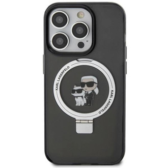 Karl Lagerfeld KLHMP15LHMRSKCK iPhone 15 Pro 6,1&quot; černé/černé pevné pouzdro Ring Stand Karl&amp;Choupette MagSafe