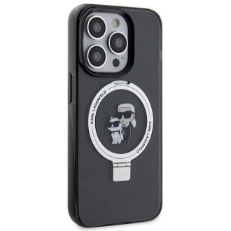Karl Lagerfeld KLHMP15LHMRSKCK iPhone 15 Pro 6,1&quot; černé/černé pevné pouzdro Ring Stand Karl&amp;Choupette MagSafe