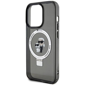 Karl Lagerfeld KLHMP15LHMRSKCK iPhone 15 Pro 6,1&quot; černé/černé pevné pouzdro Ring Stand Karl&amp;Choupette MagSafe