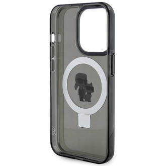 Karl Lagerfeld KLHMP15LHMRSKCK iPhone 15 Pro 6,1&quot; černé/černé pevné pouzdro Ring Stand Karl&amp;Choupette MagSafe