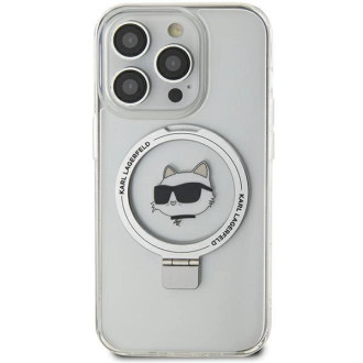 Karl Lagerfeld KLHMP15XHMRSCHH iPhone 15 Pro Max 6,7&quot; bílé/bílé pevné pouzdro Ring Stand Choupette Head MagSafe