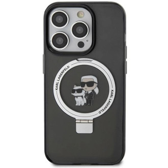 Karl Lagerfeld KLHMP15XHMRSKCK iPhone 15 Pro Max 6,7&quot; černo/černé pevné pouzdro Ring Stand Karl&amp;Choupette MagSafe