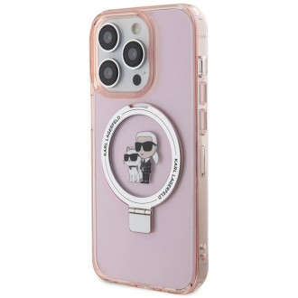Karl Lagerfeld KLHMP15XHMRSKCP iPhone 15 Pro Max 6,7&quot; růžové/růžové pevné pouzdro Ring Stand Karl&amp;Choupette MagSafe