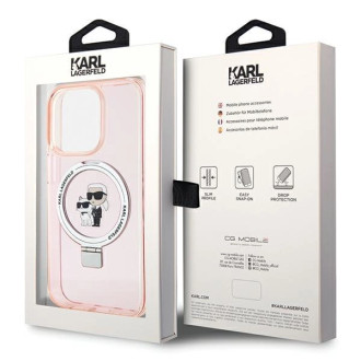 Karl Lagerfeld KLHMP15XHMRSKCP iPhone 15 Pro Max 6,7&quot; růžové/růžové pevné pouzdro Ring Stand Karl&amp;Choupette MagSafe