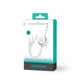 Joyroom S-A40 Colorful Series 3v1 navíjecí kabel USB-A na USB-C / Lightning / microUSB 1m - bílý