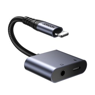 Joyroom SY-L01 Lightning to Lightning / 3,5 mm mini jack DAC adaptér 2v1 - černý