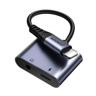 Joyroom SY-L01 Lightning to Lightning / 3,5 mm mini jack DAC adaptér 2v1 - černý