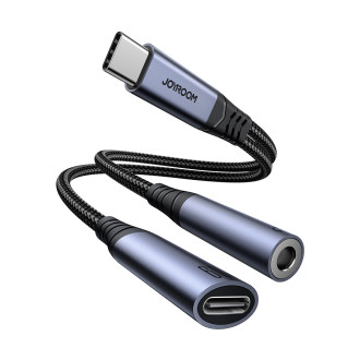 Joyroom SY-C02 2v1 DAC adaptér USB-C na USB-C / 3,5 mm mini jack - černý