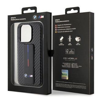 Pouzdro BMW Grip Stand Smooth & Carbon pro iPhone 15 Pro - černé