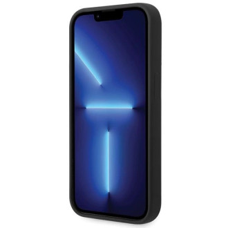 BMW silikonové pouzdro s kovovým logem pro iPhone 15 Pro - černé